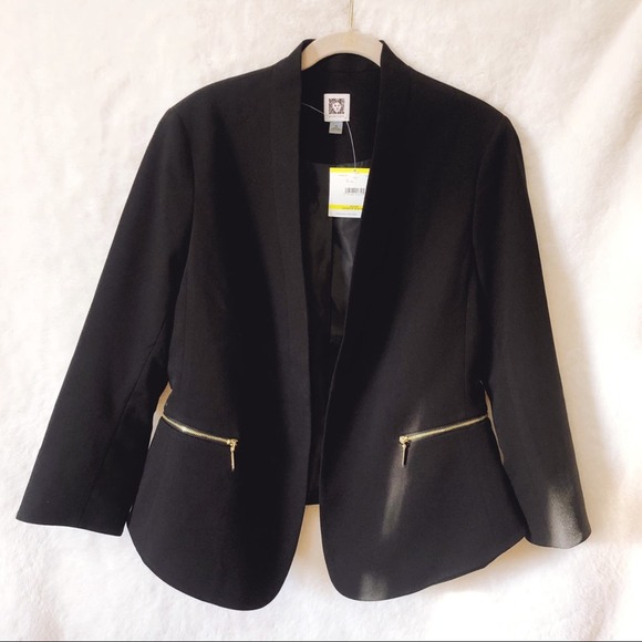 Anne Klein Black with Gold Zipper pockets Blazer - Picture 12 of 12